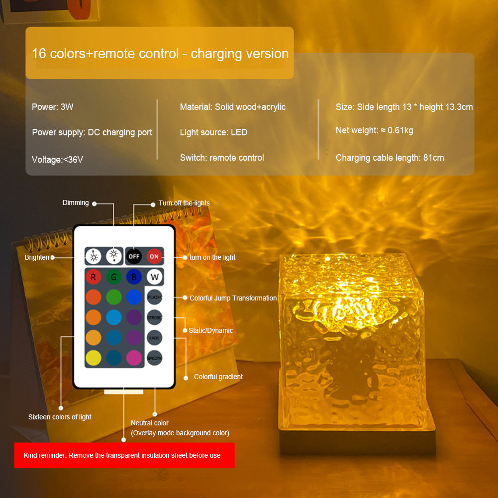 Dynamic Water Ripple Lamp Projector with RGB colors, Underwater Effect