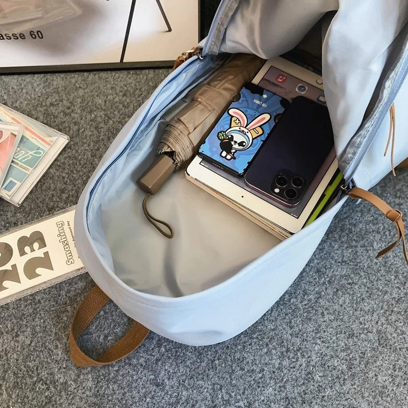 Fashion Man & Women's Nylon Cloth Solid Color  Student Schoolbag