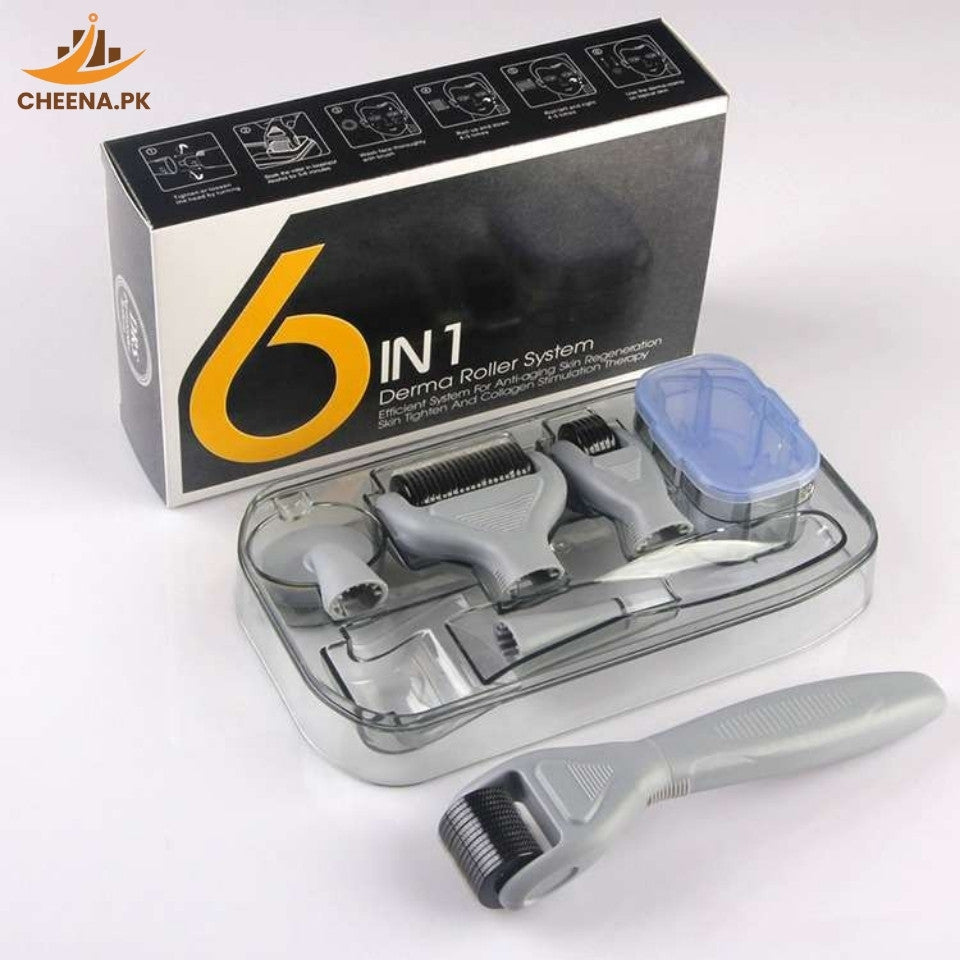 6 in 1 Derma Roller Kit for Face, Beard, Hair Growth & Skin Rejuvenation