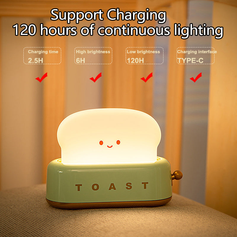 Cute Toast Night Light with Adjustable Brightness –