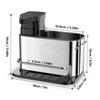 3-in-1 Kitchen Stainless Steel Tableware Soap Dispenser, Sponge Holder, Sink Organizer Drain Rack, Suitable for Kitchen Sinks