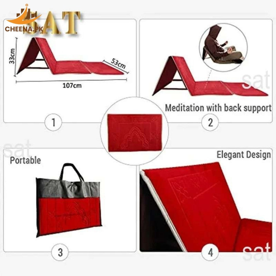 Premium Quality Foldable Musallah Prayer Rug with Back Rest