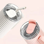 Pink Ribbed Handle Tumbler – 20 oz Insulated Straw Mug