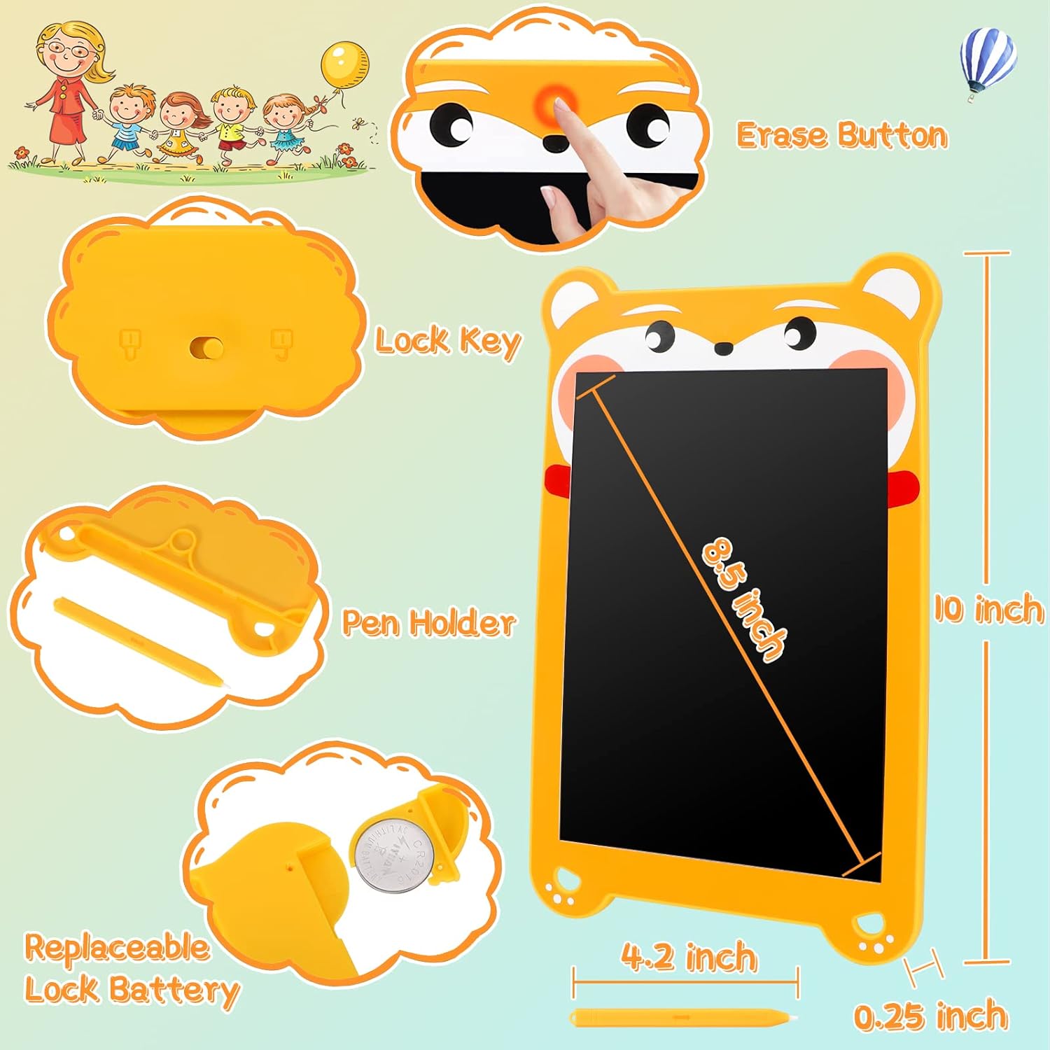 10 inch LCD Writing Tablet for Kids with 2 FREE  tablets