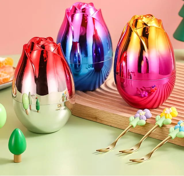 Buy Luxury Rose-Shaped Fruit Fork Set  –