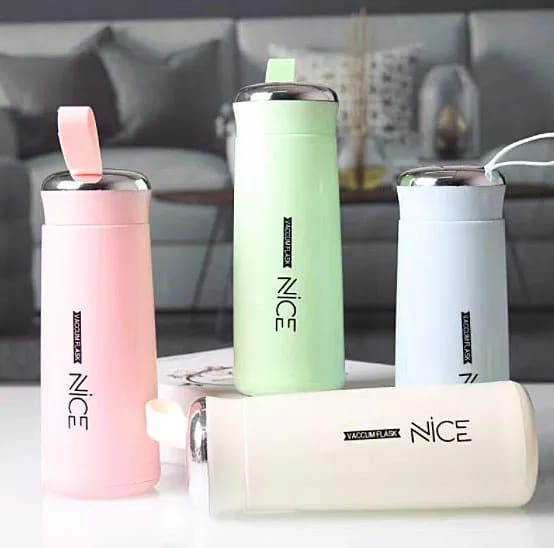 NICE Insulated Glass & Plastic Water Bottle – 400ml for School, Gym & Office