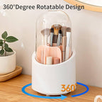 360° Rotating Cosmetic Brush Holder with Transparent Top – Makeup Organizer Stand