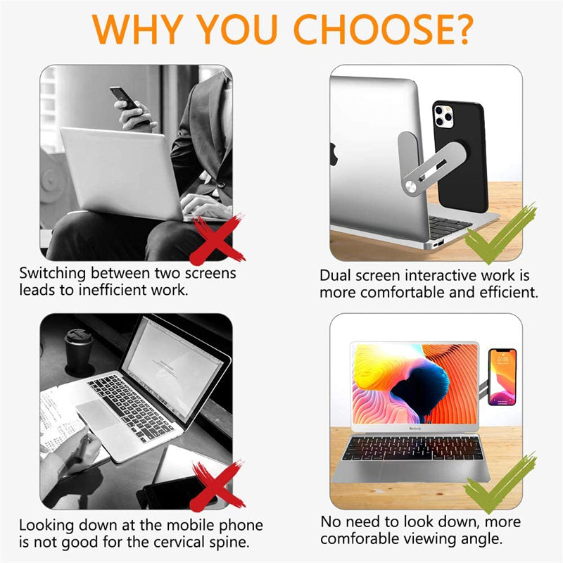 Magnetic Foldable Laptop Side Phone Holder Adjustable Mobile Mount