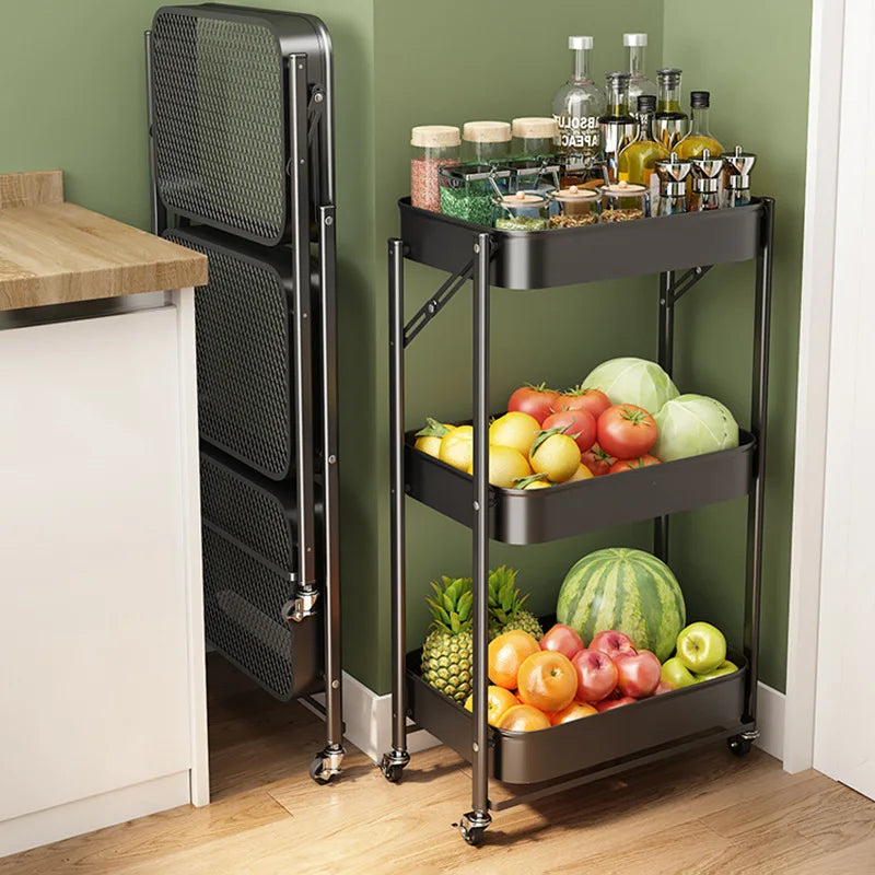 Dining Furniture 3-Tier Mobile Utility Nordic Folding Rack
