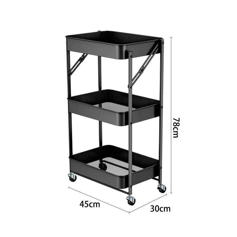 Dining Furniture 3-Tier Mobile Utility Nordic Folding Rack