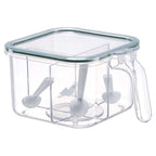 "4-Grid Spice Storage Box – Multi-Section Seasoning Organizer with Spoon